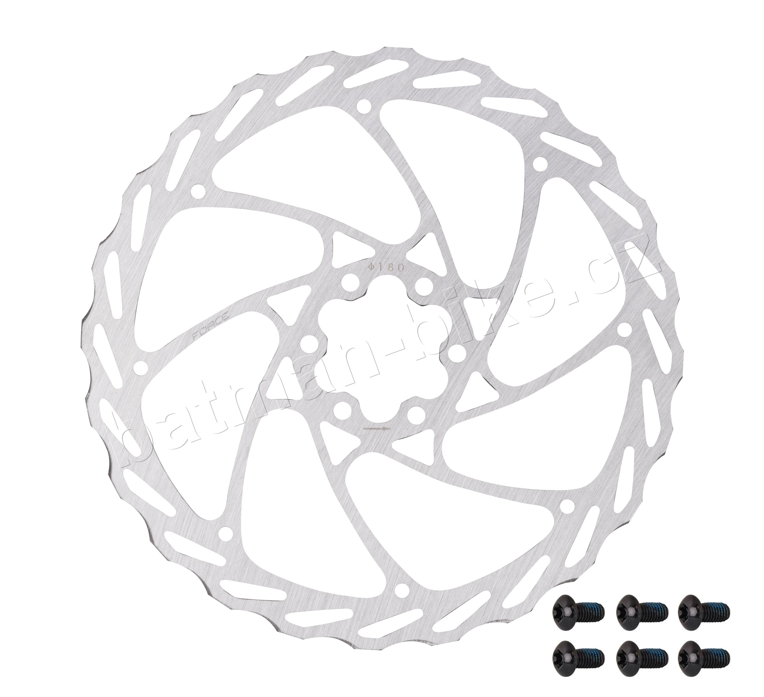 Brzdový kotouč FORCE-4 180 mm, 6 děr, stříbrný