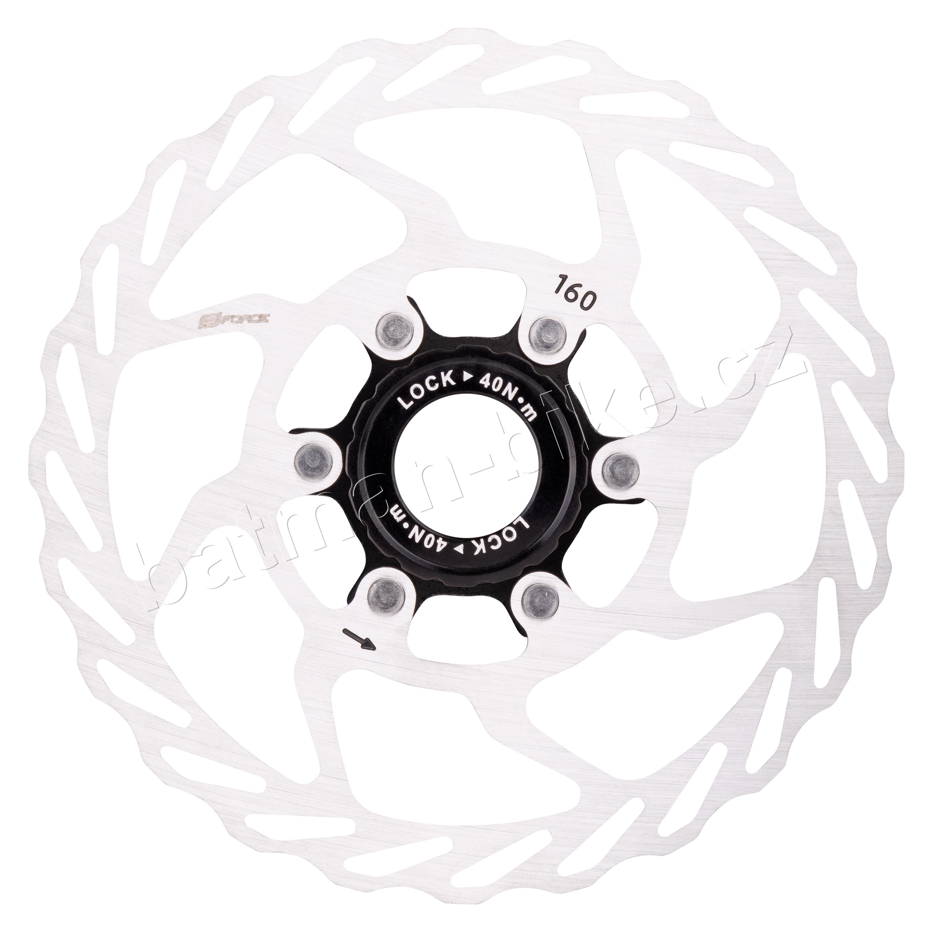Kotouč brzdový FORCE 160 mm, CENTER LOCK, stříbrný