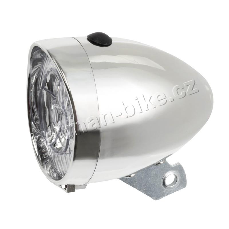 Světlo přední Retro stříbrné 3 diody
