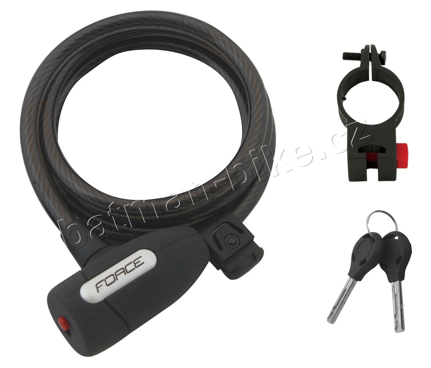Zámek F LUX spirálový s držákem 150cm/10mm, černý
