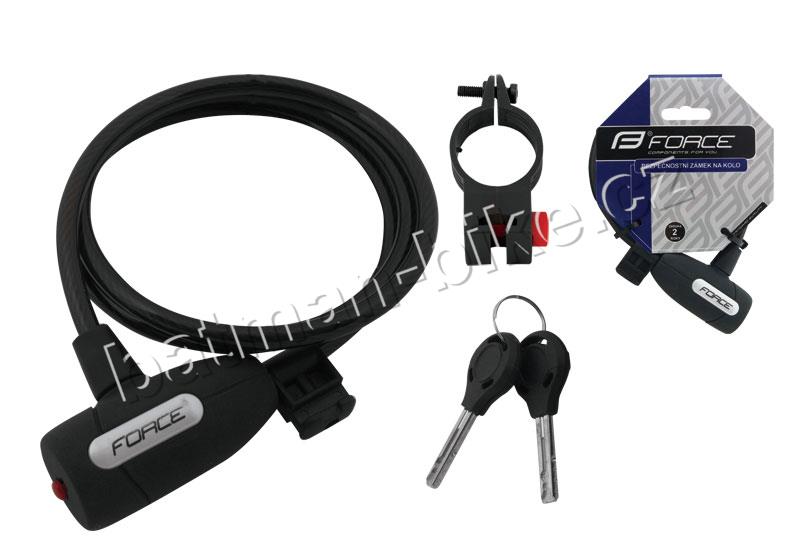 Zámek F LUX spirálový s držákem 120cm/8mm, černý