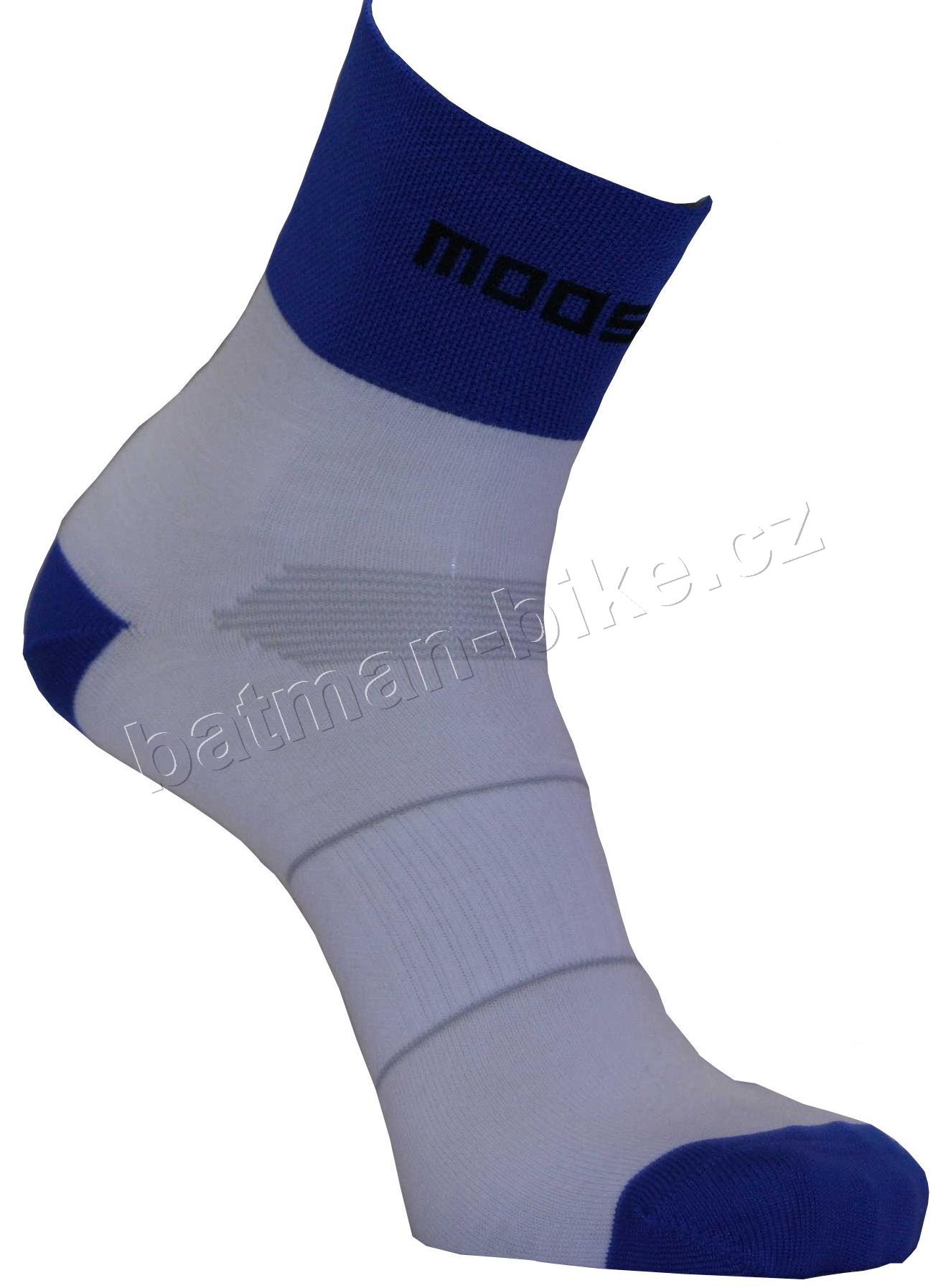 Ponožky MOOSE ROAD bílá/modrá vel.4-5