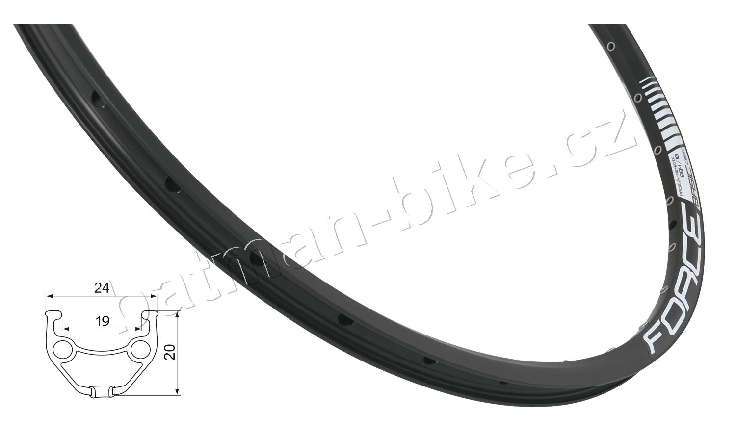 Ráfek FORCE BASIC DISC 584x19 32děr, černý