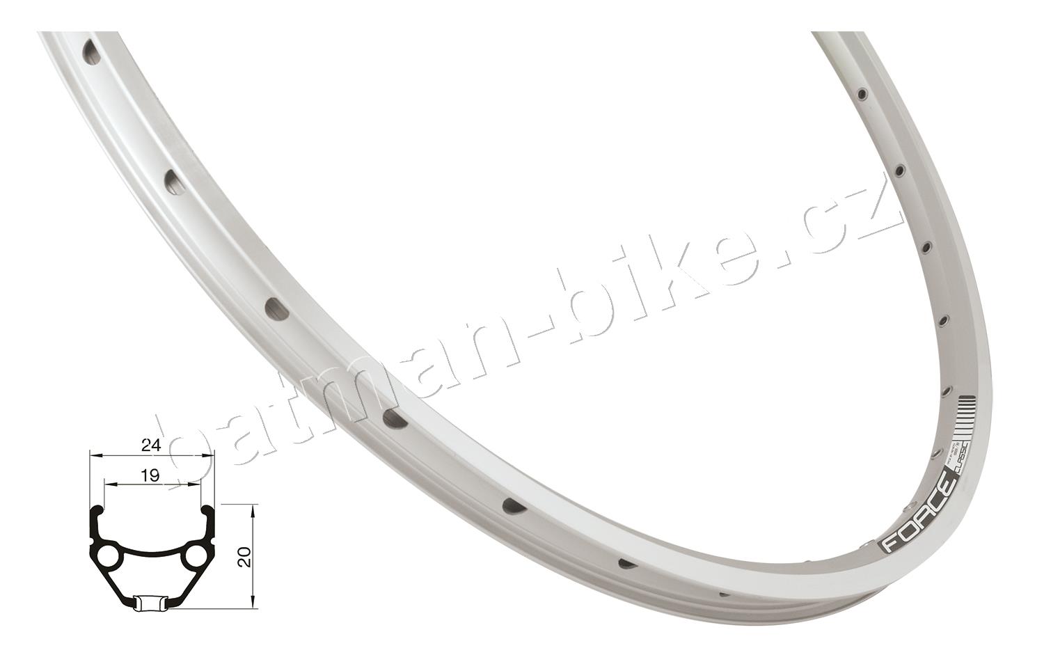 Ráfek FORCE CLASSIC 559x19 36děr, stříbrný