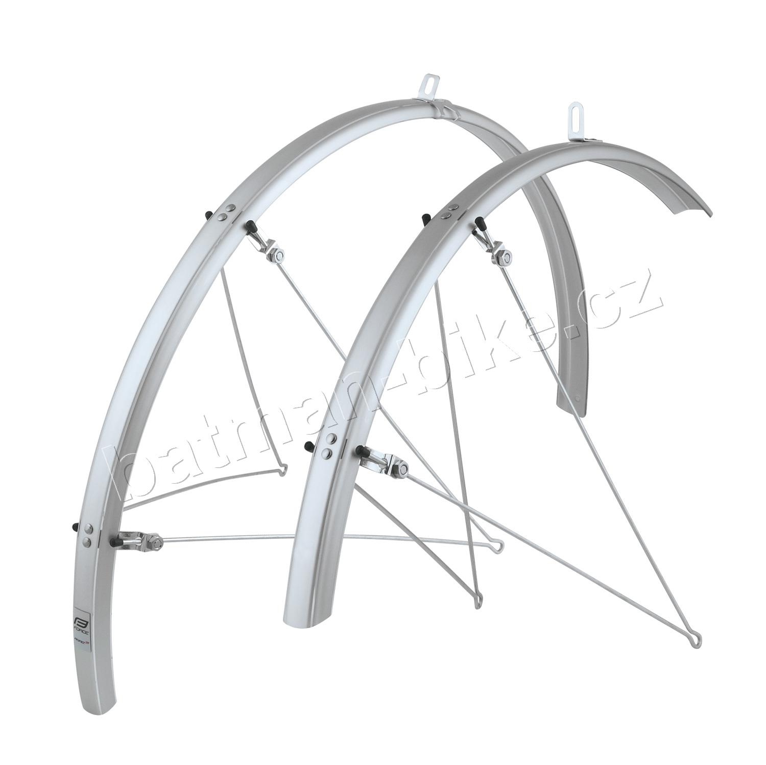 Blatníky FORCE Aluflex silniční + vzpěry, stříbrné